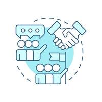 Social skills soft blue concept icon. Leadership, communication. Teamwork organization. Round shape line illustration. Abstract idea. Graphic design. Easy to use in infographic, presentation vector