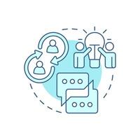 Informal cooperative learning soft blue concept icon. Group communication. Cooperation, teamwork. Round shape line illustration. Abstract idea. Graphic design. Easy to use in infographic vector