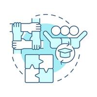 Round robin soft blue concept icon. Collaboration hands, teamwork. Learning methodology. Round shape line illustration. Abstract idea. Graphic design. Easy to use in infographic, presentation vector