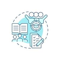 Formal cooperative learning soft blue concept icon. Target goal. Task list, checklist. Round shape line illustration. Abstract idea. Graphic design. Easy to use in infographic, presentation vector