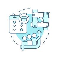 Cooperative base groups soft blue concept icon. Partnership, checklist. Team work. Round shape line illustration. Abstract idea. Graphic design. Easy to use in infographic, presentation vector