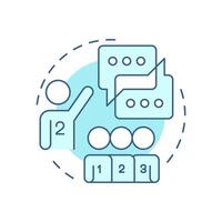 Numbered heads together soft blue concept icon. Leadership, teamwork. Communication, discussion. Round shape line illustration. Abstract idea. Graphic design. Easy to use in infographic vector