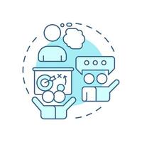 Think, pair, share soft blue concept icon. Teamwork planning. Learning strategy, brainstorm. Round shape line illustration. Abstract idea. Graphic design. Easy to use in infographic vector