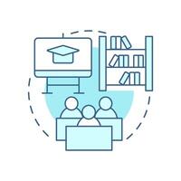 Classroom design soft blue concept icon. Indoor interior, learning environment. Round shape line illustration. Abstract idea. Graphic design. Easy to use in infographic, presentation vector