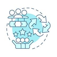 Jigsaw soft blue concept icon. Cooperative learning, methodology. Teamwork, cooperation. Round shape line illustration. Abstract idea. Graphic design. Easy to use in infographic, presentation vector