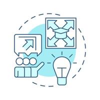 Corners soft blue concept icon. Learning methodology, critical thinking. Education, creativity. Round shape line illustration. Abstract idea. Graphic design. Easy to use in infographic vector