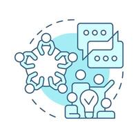 Round table soft blue concept icon. Team work. Group brainstorm. Communication, discussion. Round shape line illustration. Abstract idea. Graphic design. Easy to use in infographic, presentation vector