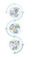 Team learning methodologies infographic design template. Studying, grouping. Data visualization 3 options. Process vertical flow chart vector
