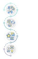 Cooperative learning different methods infographic design template. Teamwork, studying. Data visualization 4 options. Process vertical flow chart vector