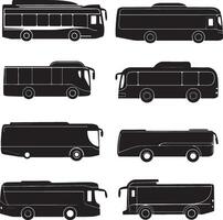 bus silhouettes set of different types of buses vector