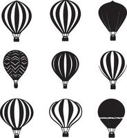 Set of hot air balloon illustrations in format. vector