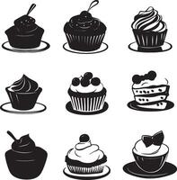 Set of cupcake illustrations in format. vector