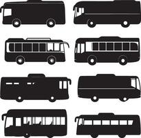 bus silhouettes set on white background vector