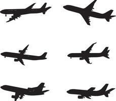 airplane silhouettes set of four planes on white background vector
