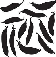 a set of black and white silhouettes of various beans vector