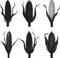 Silhouette collection featuring various types of corn. vector
