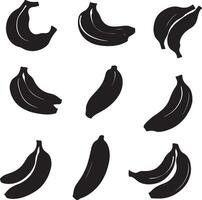 A collection of black bananas on a white background. vector