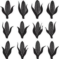 corn silhouette set of different types of corn vector