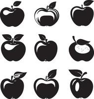 black apple icons set on white background vector