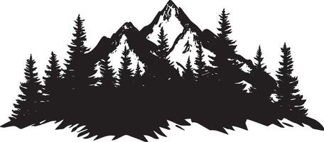 Clean and simple silhouette of a forested mountain in black illustration. vector