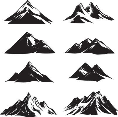 Clean and simple black silhouette of a mountain.