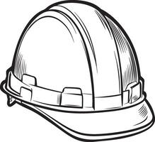 hard-hat clean simple linear outline black illustration vector