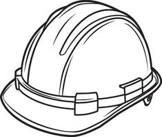 Clean and simple black linear outline of a hard hat. vector