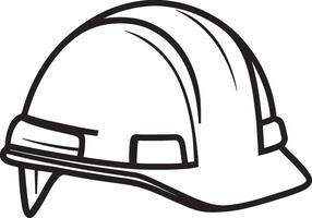 Crisp and clean outline of a hard hat in black linear design. vector