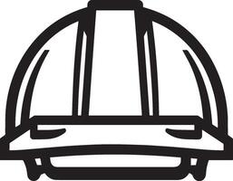 Simple and elegant black outline illustration of a hard hat. vector