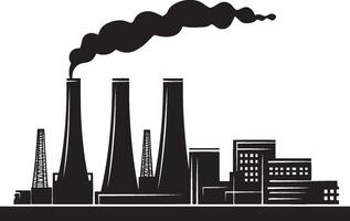 Black silhouette of a power plant icon with a clean, simple design. vector