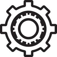 cog icon clean simple outline black illustration vector