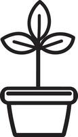 Black outline of a plant icon in a clean, simple design. vector