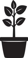 Clean and simple black silhouette of a plant icon. vector