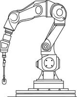 Clean and simple black linear outline of a robot arm. vector