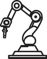 Clean and simple black outline of a robot arm icon. vector