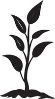 Minimalistic black illustration of a plant symbol. vector