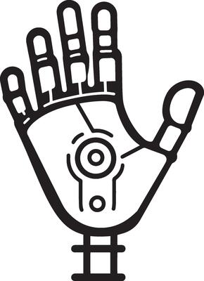 robot-arm icon clean simple outline black illustration