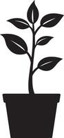 Black silhouette of a plant icon with a clean, simple design. vector