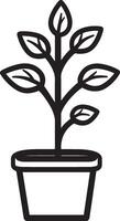 Minimalistic black illustration of a plant symbol with an outline. vector