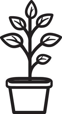 Minimalistic black illustration of a plant symbol with an outline.