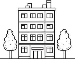 Simple and elegant black linear illustration of a building. vector