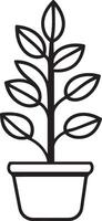 Clean and simple black linear outline of a plant. vector