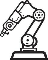Minimalistic black illustration of a robot arm symbol with an outline. vector