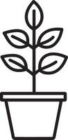 Clean and simple black outline of a plant icon. vector