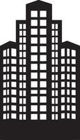 Minimalistic black illustration of a building symbol. vector