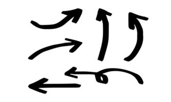 Set of arrows drawn with marker. with black flat color vector