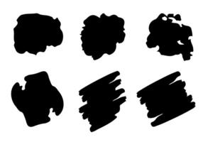 Set of Black random brush strokes. On white background vector