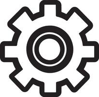 Black outline of a gear icon in a clean, simple design. vector