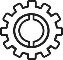 Minimalistic black illustration of a gear symbol with an outline. vector