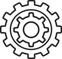 Clean and simple black linear outline of a gear. vector